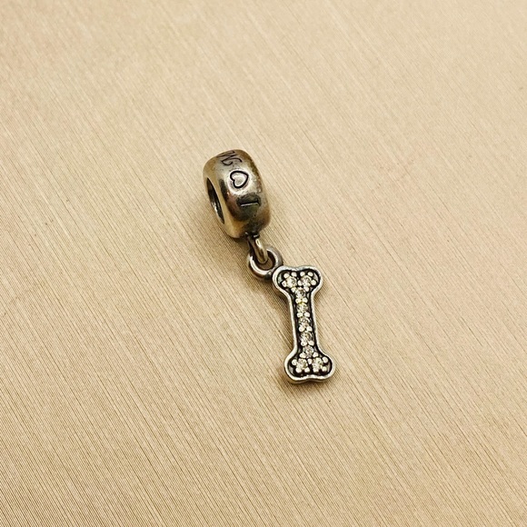 EUC Pandora 791263CZ Sterling Silver I Love My Dog Animal Dangle Charm w/ CZs - Picture 7 of 12
